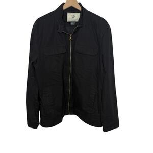 WENVEN Men's Military Canvas Zip Jacket Chore Coat Black Size XL Pockets